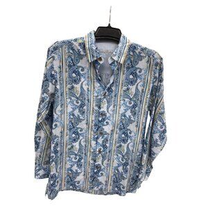 Tommy Bahama Blue and White Paisley Dress Shirt